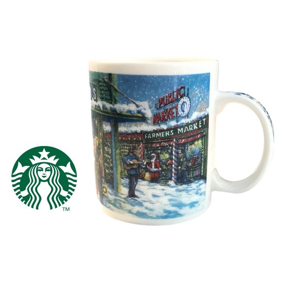 STARBUCKS COFFEE PIKE PLACE SEATTLE Christmas Market Holiday Mug - Picture 1 of 5